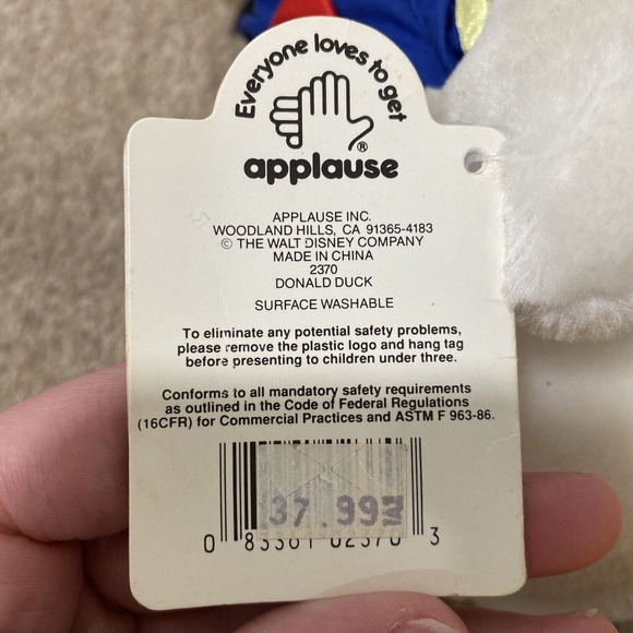 Vintage Donald Duck Plush Toy by Applause Stuffed Animal 14” Disney Plush - Picture 7 of 9